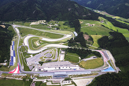 Luftansicht des Red Bull Rings in Spielberg
